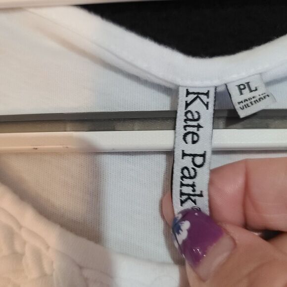 Kate Park Womens T-ShirtWhite Size PL 100% Cotton Short Sleeve Pullover - Picture 5 of 12